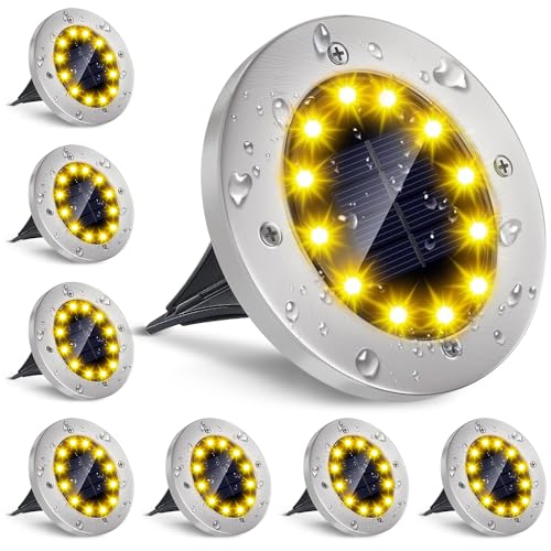 Luz Solar Para Jardim 8pcs, 12 LEDs Luminaria Solar Externa, IP65...