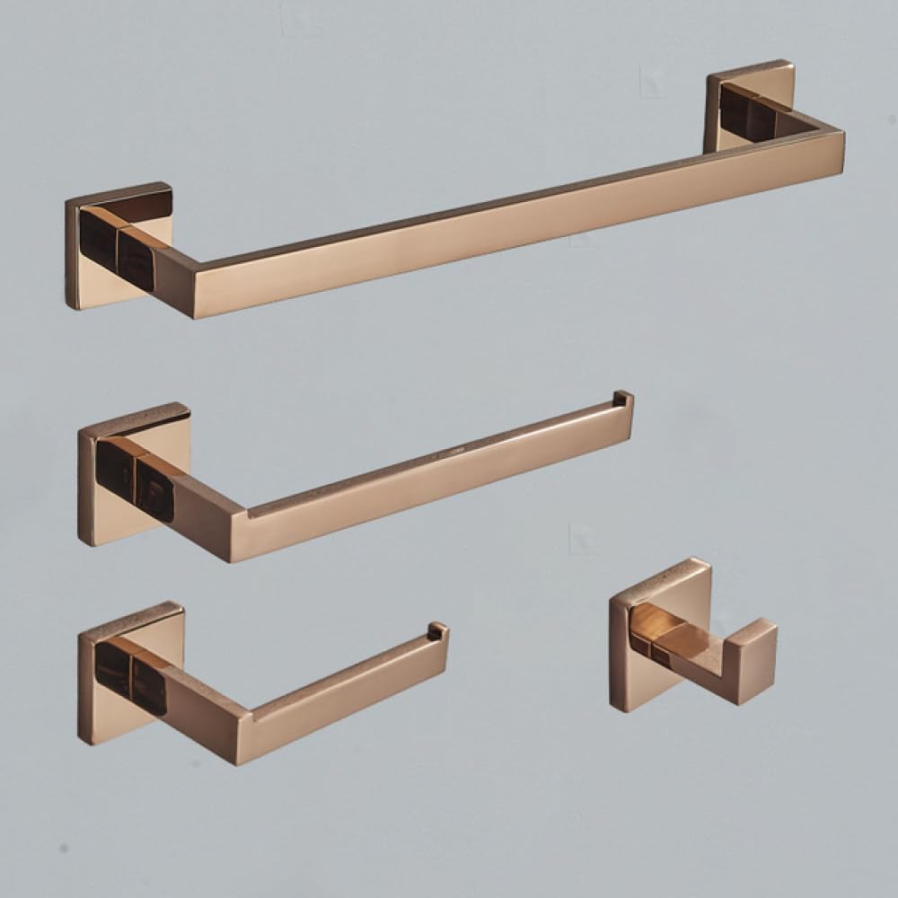 Isolay Polished Rose Gold A Bathroom Rose Gold Hardware Set Stainless Steel Robe Hook Towel Bar Toilet Roll Paper Holder Towel Ring Bathroom Accessories,,1