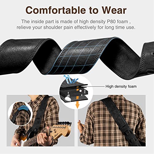 LEKATO Sangle de guitare en cuir pour guitares lourdes Guitare acoustique, guitare électrique et basse Sangle en cuir… - Les Beatles, Paul McCartney, John Lennon, RIngo Starr, George Harrison LEKATO Sangle de guitare en cuir pour guitares lourdes Guitare acoustique, guitare électrique et basse Sangle en cuir… – Image 6