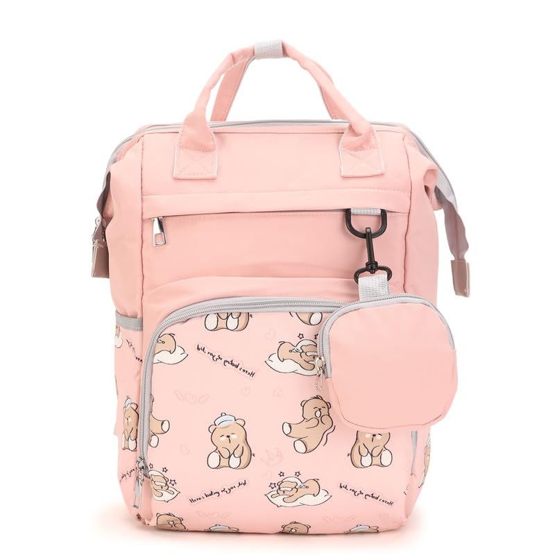 Baby Diaper Backpack | Multi-Pocket Hospital Bag for Moms | Water-Resistant Baby Travel Backpack (Peach)-image-32