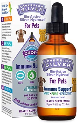 Sovereign Silver for Pets Bio-Active Silver Hydrosol for Immune Support* – 4oz Dropper – The Ultimate Refinement of Colloidal Silver – Safe*, Pure and Effective* – Premium Silver Supplement