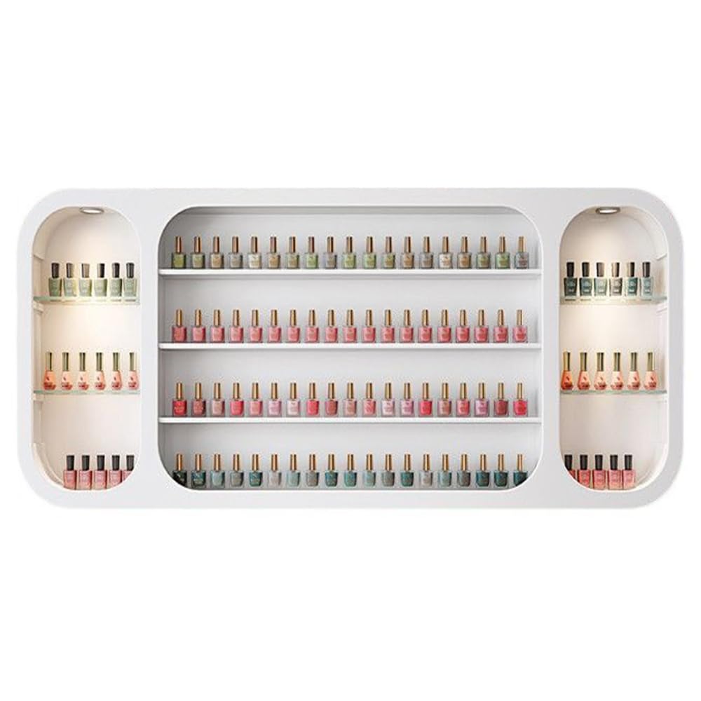 Estantes flotantes de madera para colgar en la pared, moderno estante de perfume con soporte de luz LED, organizador de almacenamiento de aceites esenciales para salón de belleza para spa, salón de