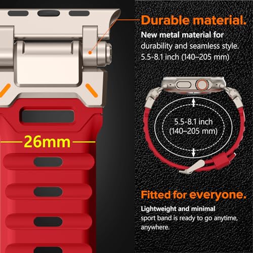 Image of KADES Rugged TPU Sport Band for Apple Watch Ultra 3 /2 /1 49mm, Metal Connectors for Apple Watch Series 11 /10 /SE3 46mm Series 9 /8 /SE2 /7 /6 /SE /5 /4 /3 /2 /1 45mm /44mm /42mm