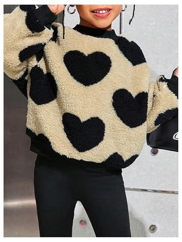 GORGLITTER Girl's Heart Pull Over Sweater Fuzzy Long Sleeve Crew Neck Cute Pullover Top4