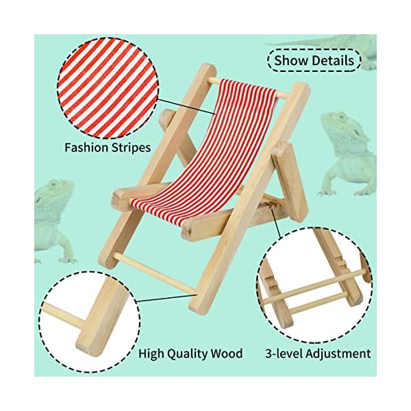 Vehomy bearded dragon costume bearded dragon hat for lizards bearded dragon tutu skirt & reptile mini deck chair small pet costume outfits clothes photo props for lizards geckos hamsters rats 3pcs - image 5