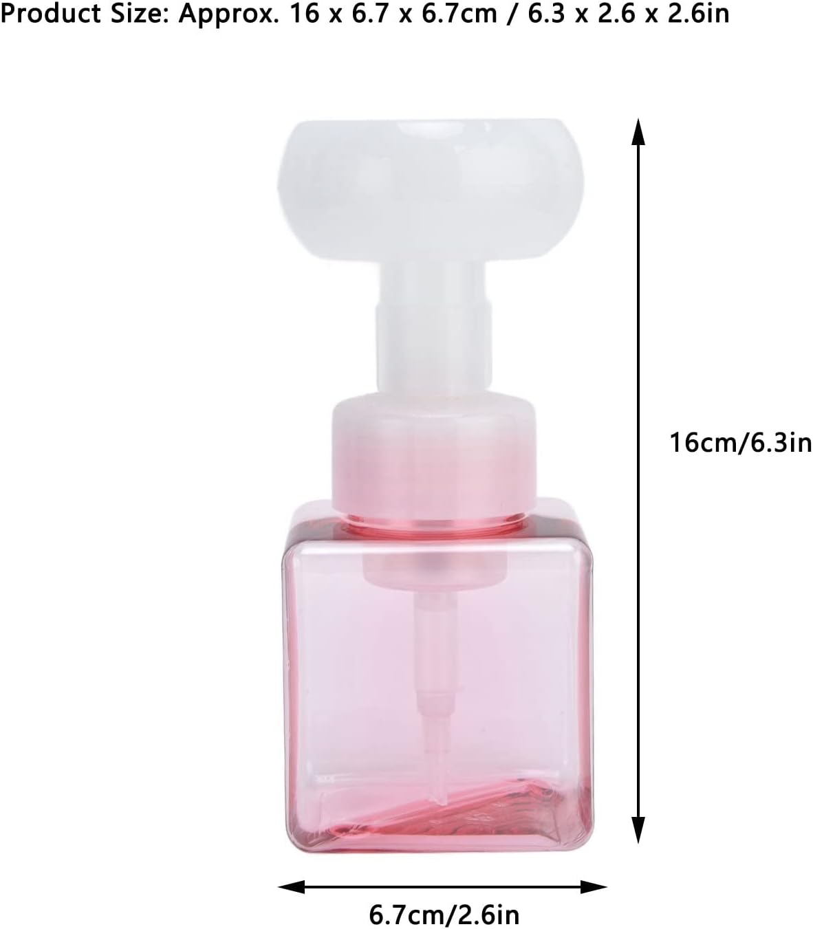 8.4oz 250ml Foaming Hand Soap Dispenser, Refillable Empty Hand Soap Container, Portable Flower Soap Dispenser, Reusable Square Plastic Press Bottle for Bathroom 6.3 x 2.6 x 2.6in - Image 3