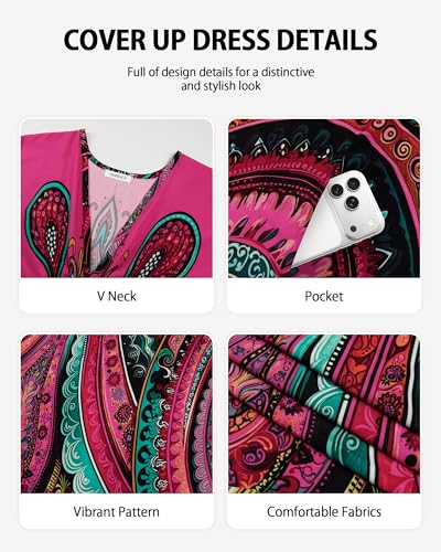 Image of Bsubseach Moo Moos for Women Batwing Sleeve Kaftan Dresses with Pockets