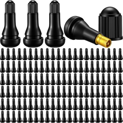 Image of Tallew 100 Pieces TR413 Tire Valve Stems, Rubber Snap-in Tubeless, Black