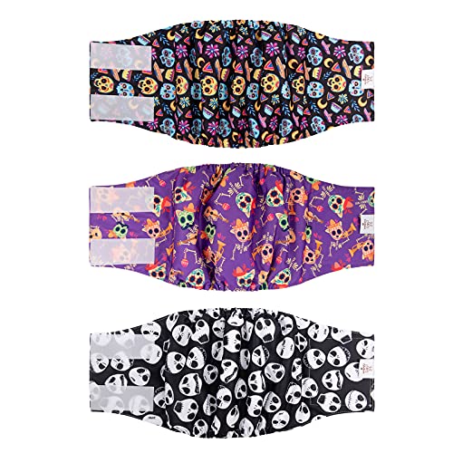 Image of CuteBone Halloween Male Dog Diapers Belly Bands 3 Pack for Male Dogs Wraps Washable Doggie Pants DM23L