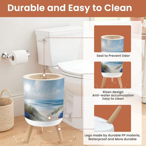 Pequeño bote de basura con tapa azul océano 1.8 gal miniatura 5