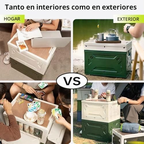 Qcwwy Caja de Almacenamiento Plegable para Acampar, Caja de Almacenamiento Plegable, Gran Capacidad de Carga, 50L, Gran Capacidad, Apilable Muy Bien para Picnic (Gris blanco)