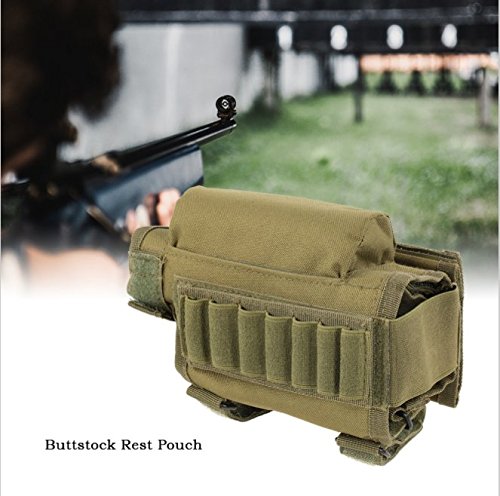 Wsobue Rifle Buttstock, Hunting Shooting Tactical Cheek Rest Pad Ammo Pouch with 7 Shells Holder - Thumbnail 2
