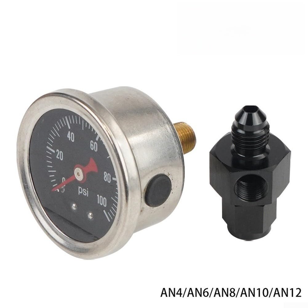 Regolatore di pressione del carburante, 0-100 Psi, 1/8" per adattatori NPT e AN4-AN12, struttura in acciaio inossidabile per sistemi diesel e automobilistici (AN8)