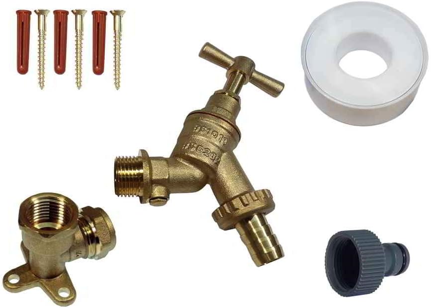 Double Check Valve Outside Tap Kit with Wall Plate Elbow