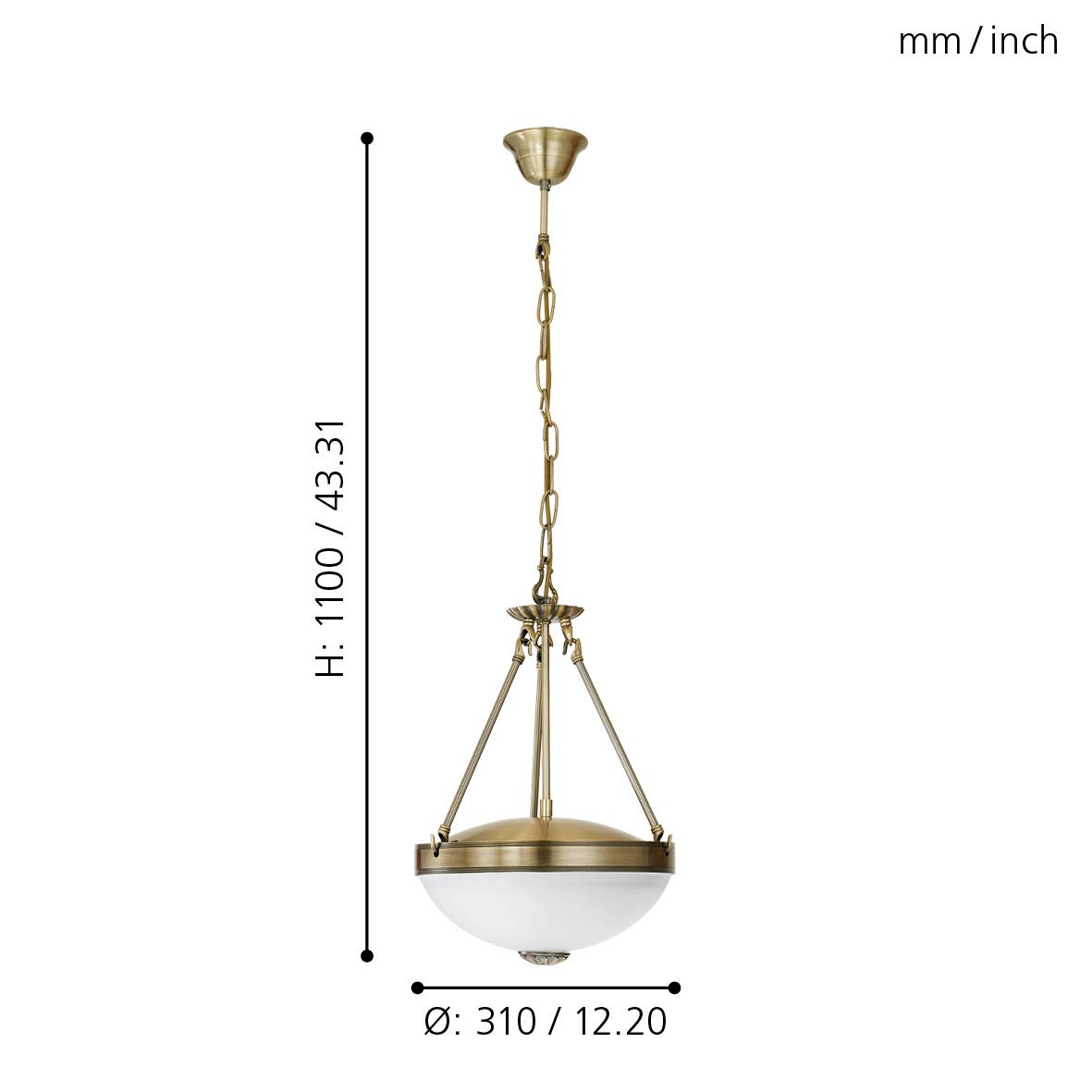 Eglo lampada a sospensione Savoy, 2 fiamme, vintage rustica, metallo