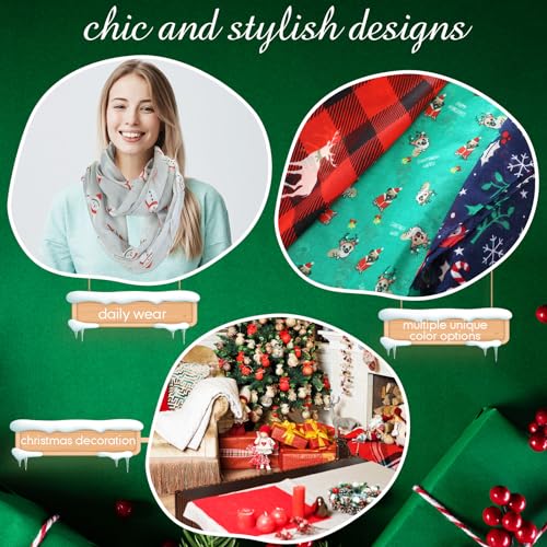 Handepo 6 Pcs Christmas Infinity Scarf Lightweight Holiday Loop Sheer Scarves Sheer Infinity Women's Scarves(Cute Style)4