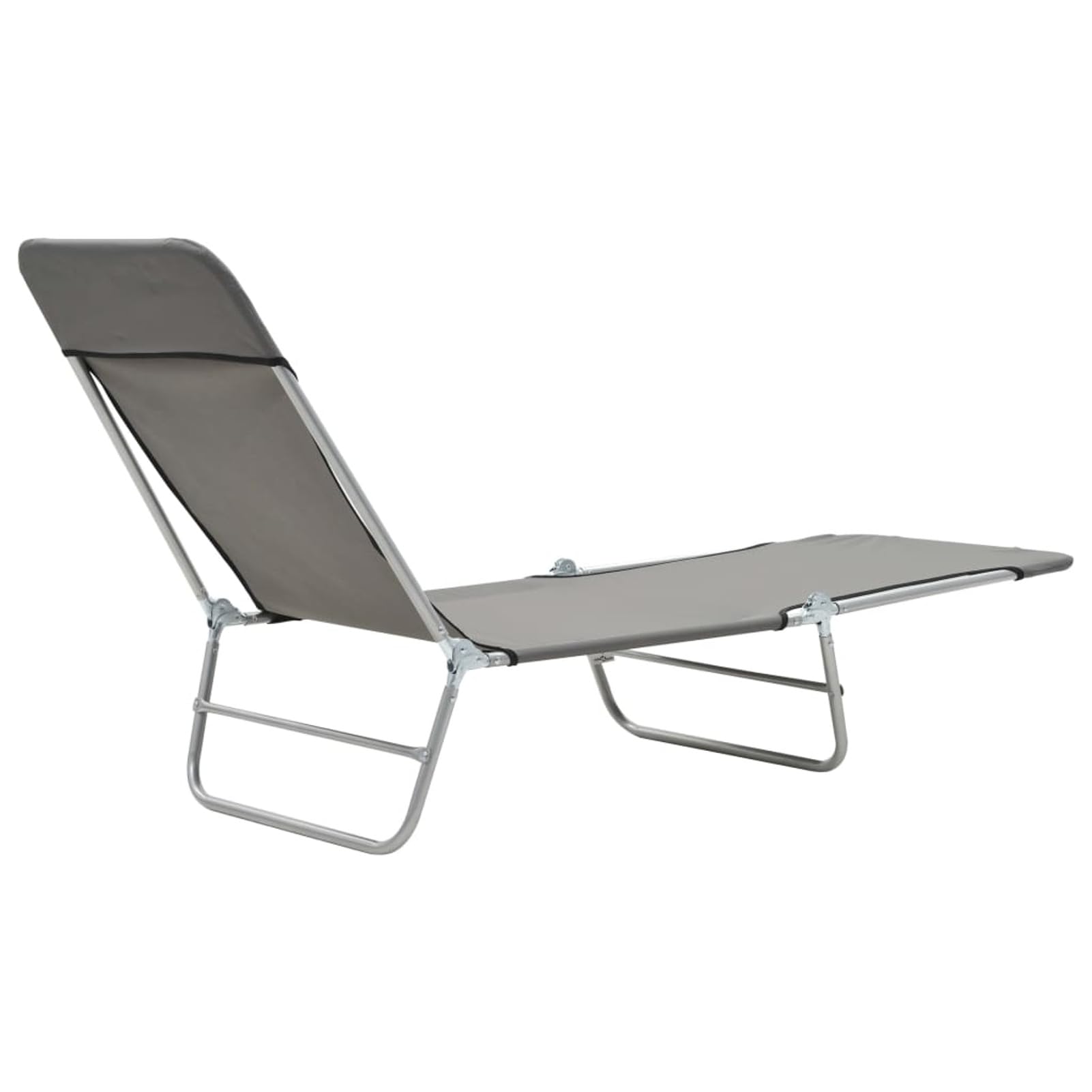 Homgoday Chaises Longues Pliables Lot de 2 Acier et Tissu Gris, Bain de Soleil de Jardin Dossier Réglable, Lit de Camping Transat de Relax pour Plage, Extérieur, Balcon, Terrasse