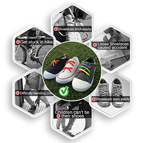 [Upgrade] Lonlam No Tie Shoelaces (Round Stretch Strings) Silicone Elastic Bungee Rubber Laceless Lazy Tieless Shoe Laces For Adults Kids Toddlers, Sneakers Athletic Running Boot Dress Shoes (Black) #TOP2
