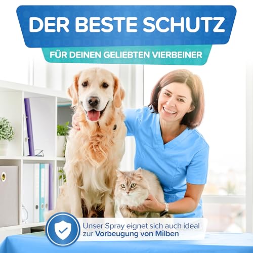 Milbenspray Hunde & Katzen, effektive Milben-Abwehr 500ml mit ätherischen Ölen - Grasmilben Spray für Hunde & Katzen, Milbenspray Hund, Milbenspray Katze - dezenter Duft, wirksam und laborgeprüft