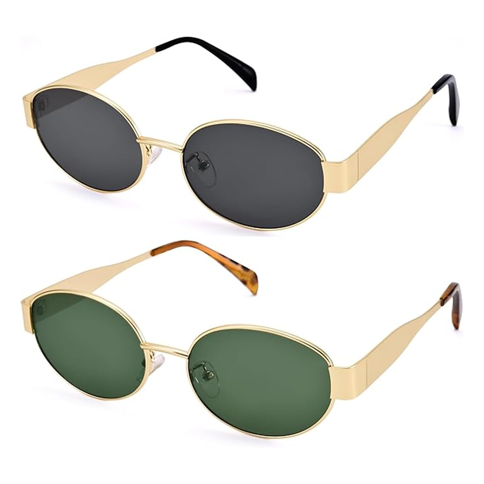 Sunglasses for Women Stylish, Goggles for Women Sunglasses, Shades Chasma Two Piece Set with Golden Frame Green Lens, Stylish Eyewear for Daily Use, Trendy Accessory for Fashion-image-29