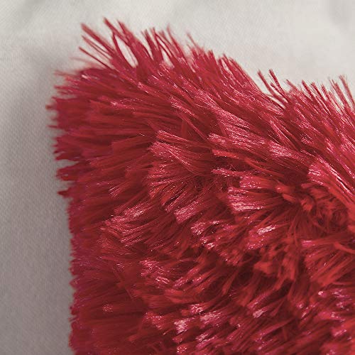 Image of MIULEE Christmas Pack of 2 Luxury Faux Fur Throw Pillow Cover Deluxe Winter Decorative Plush Pillow Case Cushion Cover Shell for Sofa Bedroom Car 18x18 Inch Red