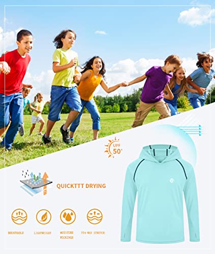 Image of Youth UPF50+ Sun Shirts Rashguard Quick Dry Long Sleeve Hoodies T-shirts for Workout Thumbholes