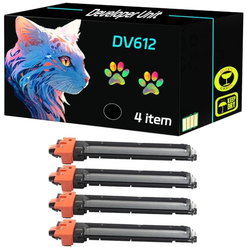 High Yield DV612 Developer Unit Compatible for Konica Minolta bizhub 552 652 C452 C552 C552DS C652 C652DS Printers, Print Clearly (4 Pack Black)