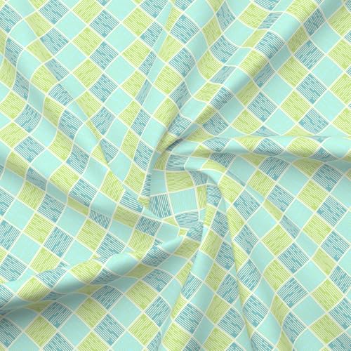 Image of Layers 100% Cotton for Double Size Bed | 120 TC Geometric, Soft, Breathable, Machine Washable Bedsheet with 2 Pillow Covers | Forever Collection (224 x 254 cm) - Blue & Yellow