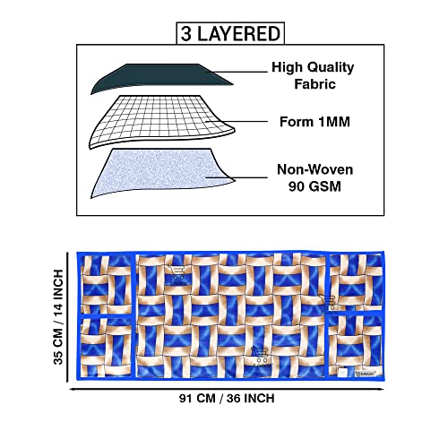 Image of Polyester 3-Layered Microwave Oven Top Cover With 4 Utility Pockets Suitable for Upto 30 Liter (Color- Blue, Size-36x14 Inches)
