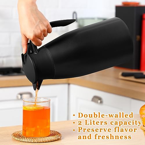 2-Piece Stainless Steel Thermal Coffee Carafe Set for Keeping Hot Liquid - Black (68 oz)