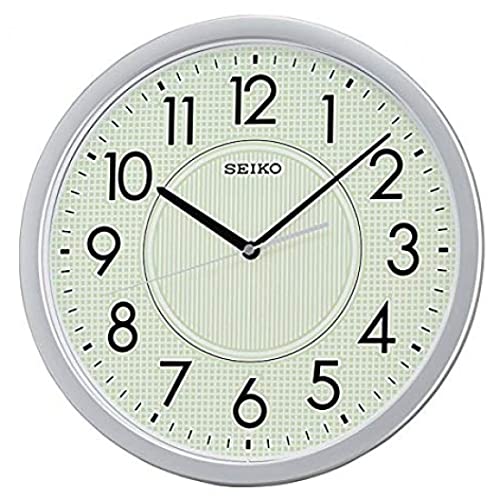 Image of SEIKO Classic Round Analog White Plastic English Numbers Home Decor Wall Clock (Size: 36.1 x 3.9 x 36.1 CM | Weight: 990 gram | Color: Silver)