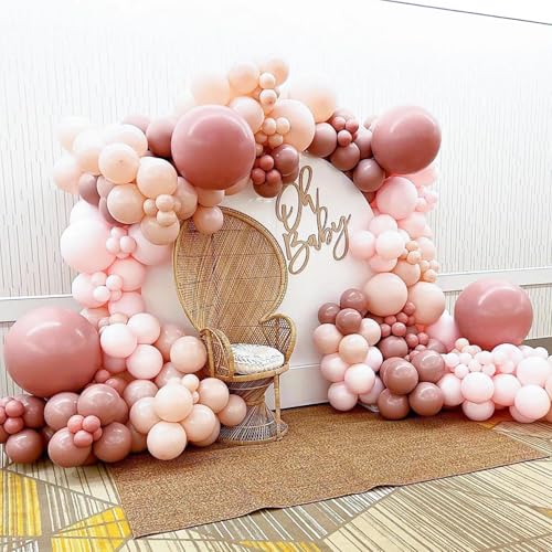 Image of Blush Dusty Pink Balloon Garland Double Stuffed Baby Pink Balloon Latex Rose Pink Balloon Arch Kit Pastel Pink Balloon Set For Boho Wedding Baby Shower Princess Birthday Party Bridal Shower Decoration