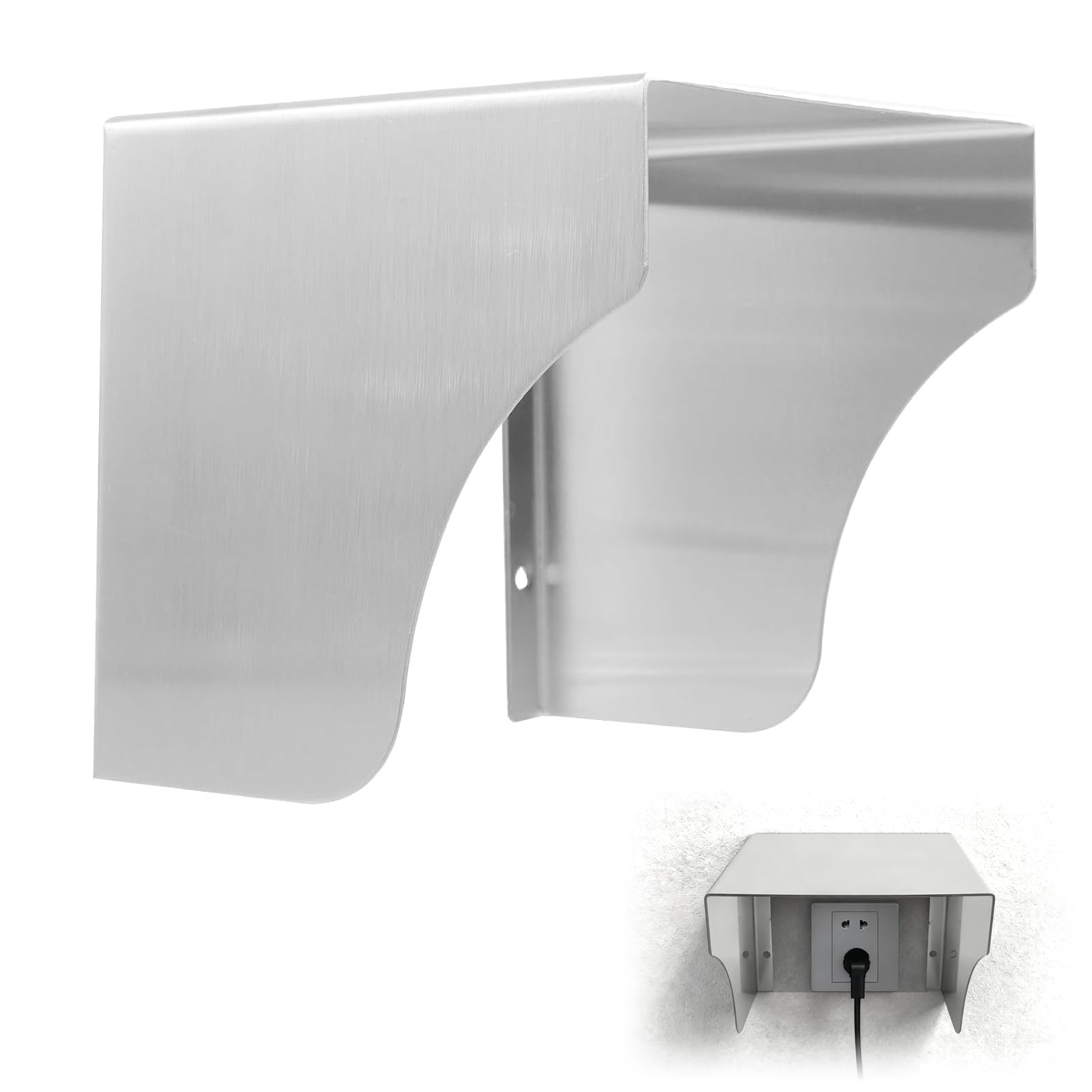Prise de courant, protection contre la pluie, en acier inoxydable, pour sonnette de porte, protection contre la pluie extérieure, en acier inoxydable, pour prise extérieure, pour salle de bain