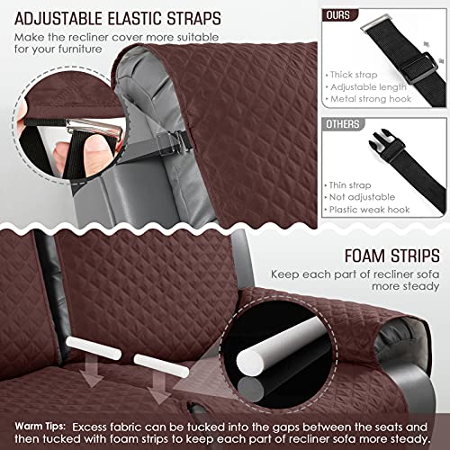 Taococo Recliner Sofa Slipcover Couch Covers For 3 Cushion Couch, Pet Sofa Cover For 3 Seat Recliner Sofa, Washable Reclining Sofa Cover Furniture Protector With Elastic Straps(3 Seater, Brown) #TOP3