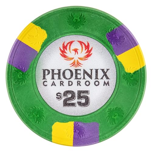 Brybelly Phoenix Real Clay 10-gram Poker Chips (50-Pack, $25) - Ultra Premium Casino Style Poker Chips