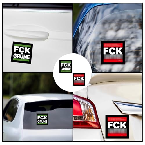 100 Stück FCK Grüne Aufkleber und FCK ANTI Aufkleber, 7,4 cm x 7,4 cm, Set mit jeweils 50 Stickern, Anti Ampel Weg Bundesregierung Baerbock Habeck