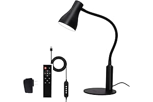LED Desk Lamp with Remote Control: 3 Lighting Modes, 6 Brightness Levels, and Flexible Gooseneck