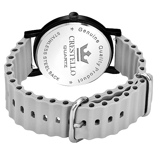 Image of CRESTELLO Silicone Strap Analog Wrist Watch for Men (Black /Blue /Grey /Green /Orange /Wine Red Strap)