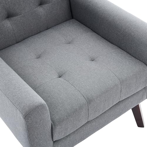 Sillón tapizado moderno en lino Gris miniatura 7