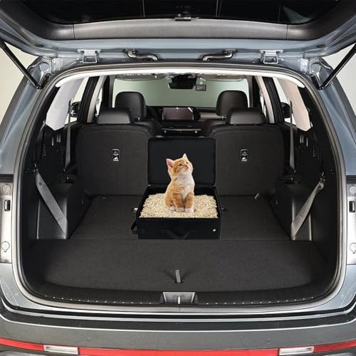 Reise Katzenklo Portable mit Deckel, Faltbare Tragbare Katzentoilette 40x30cm, wasserdichte Haustier Katzenklo, Katzen Toilette Reise, Tragbare Katzenbox für Camping, Auto, Drinnen und Draußen