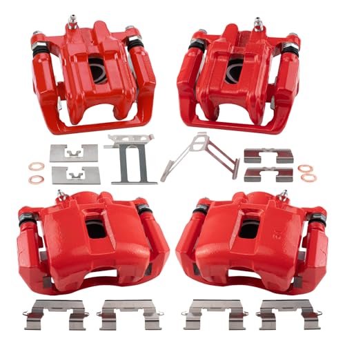 Image of TRQ Performance Front and Rear Brake Caliper Set Coated Brackets Compatible with 2001-2003 Acura CL 1999-2008 Acura TL