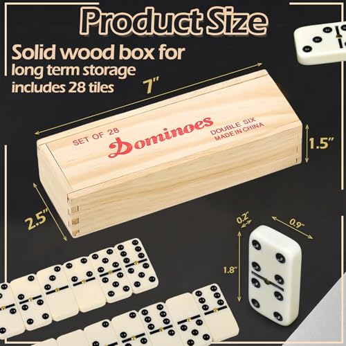 Domino Spiele Classic Line HolzBox mit 28 Dominos Doppel Spieleklassiker Spielsteinen Kunststoffteile, Bausätze für Kinder, Gesellschaftsspiel mit Dominosteinen ab 6 Jahren, Brettspiel für 2-4 Spieler