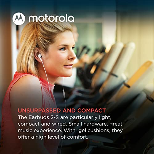 Image of Motorola Wired Earbuds with Microphone - Earbuds 2-S Corded in-Ear Headphones, Control Button for Calls /Music, Comfortable Lightweight Silicone Ear Buds, Clear Bass Sound, Noise Isolation - White
