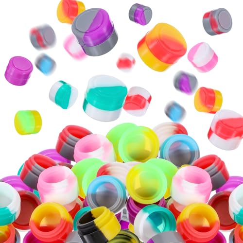 100 Pieces Silicone Wax Containers Non Stick Silicone Wax Containers Multi Use Storage Jars Oil Concentrate Bottles for Home Kitchen Travel, Assorted Colors (2 ml)