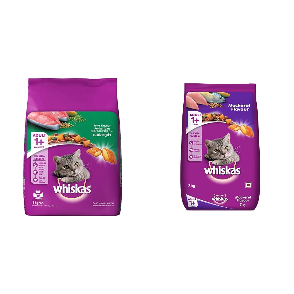 Whiskas Adult (+1 Year) Dry Cat Food, Tuna Flavour, 3Kg Pack & Adult (+1 Year) Dry Cat Food, Mackerel Flavour, 7Kg Pack (B08KVCTMRB) Amazon Price History, Amazon Price Tracker