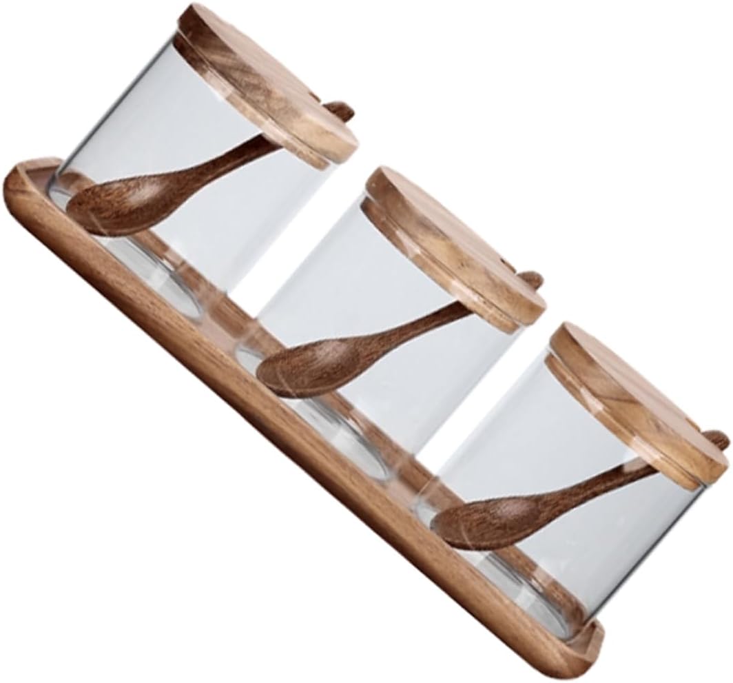 Compact Seasoning Storage Bottles Condiment Jars Spoons and Lids Airtight Food Containers for Spices Salt Pepper Shakers Seasoning Jar Kit Lidded Condiment Spices