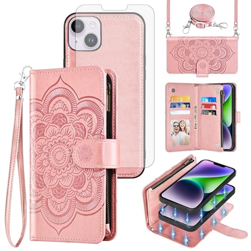 Housse i-Phone 14+ portefeuille zippé et coque amovible pour iPhone 14 Plus