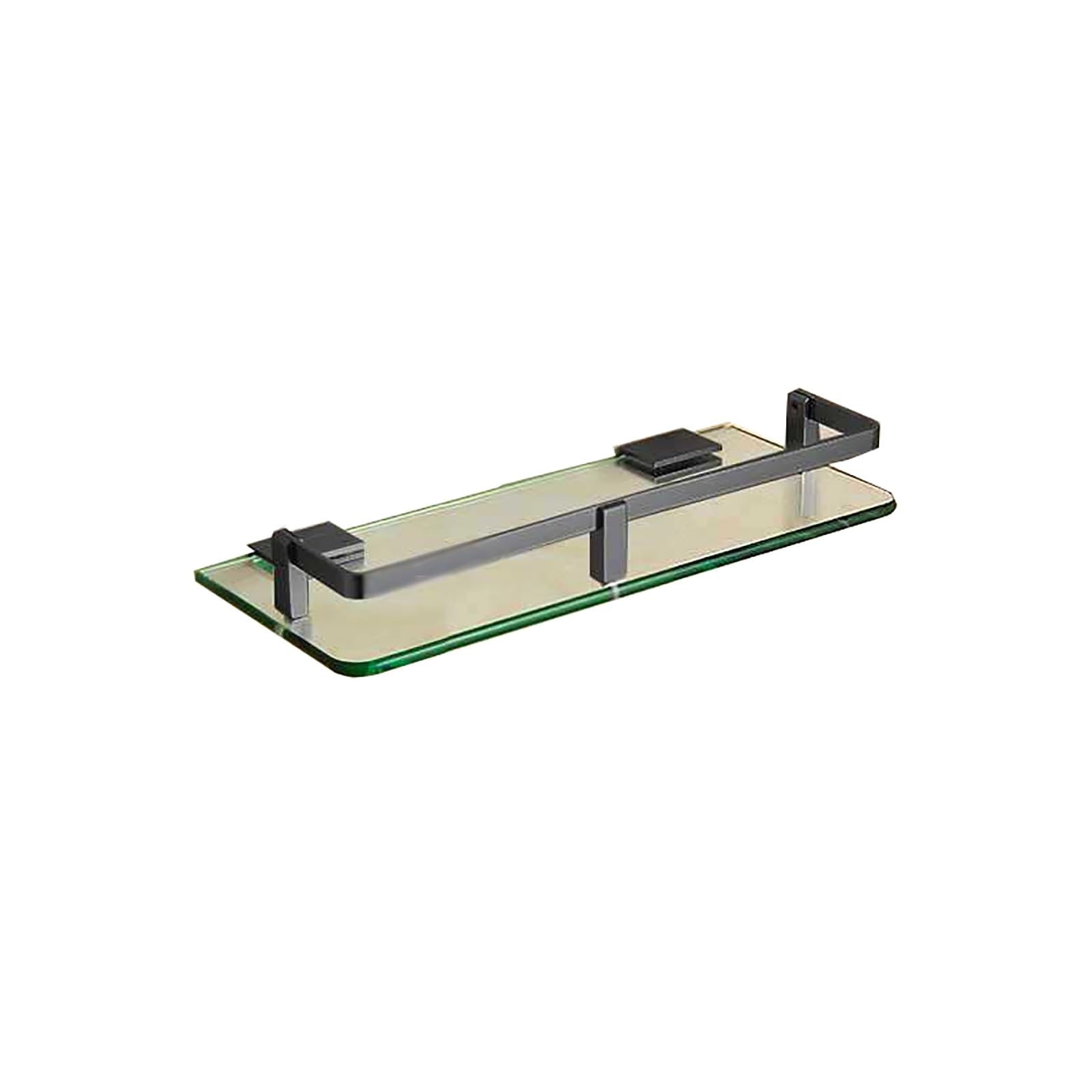 Estante de baño de cristal, estante cuadrado templado con riel, montado en la pared para cocina e inodoro, ideal para almacenamiento y organización de baño