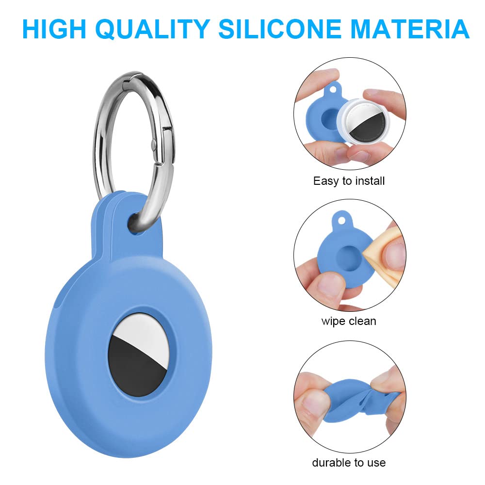 Ainiv Protective Case for AirTag, 1PC Thick Silicone Keyring Case Compatible with Apple Airtag, Durable Protective Holder Cover with Anti-Lost Key Ring, Pet Collar Locator Tracker Cover — view 2