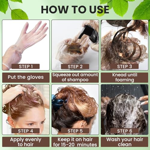 Hair Dye Shampoo, 3-In-1 Natural Plant Hair Dye, Grey Hair Cover up Shampoo for Men Women, Long-Lasting Hair Colour Shampoo 500ML (Light Brown) - Image 6